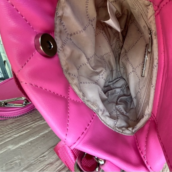 Steve Madden Pink Quilted Satchel with Silver Hardware - Picture 4 of 10